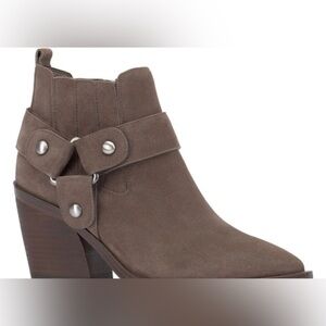 Vince Camuto Berindal brown suede distressed harness‎ western cowboy boots sz 11